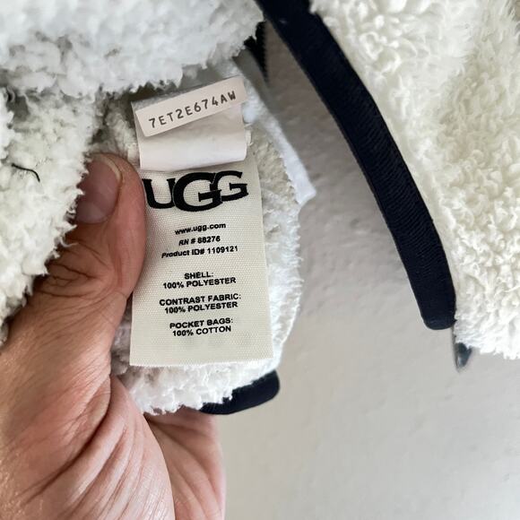 Ugg Kadence Sherpa hooded jacket white with black trim - Picture 10 of 10